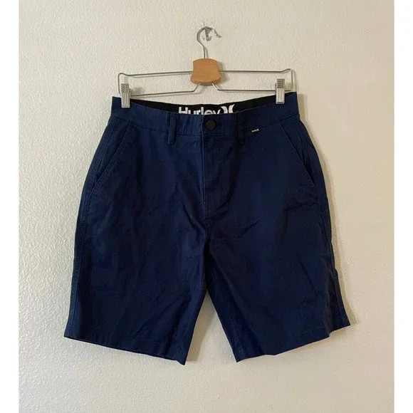 Hurley Men's Cotton Twill Walk Shorts Size 30 Navy Blue 10-Inch Inseam NWT - Picture 1 of 12